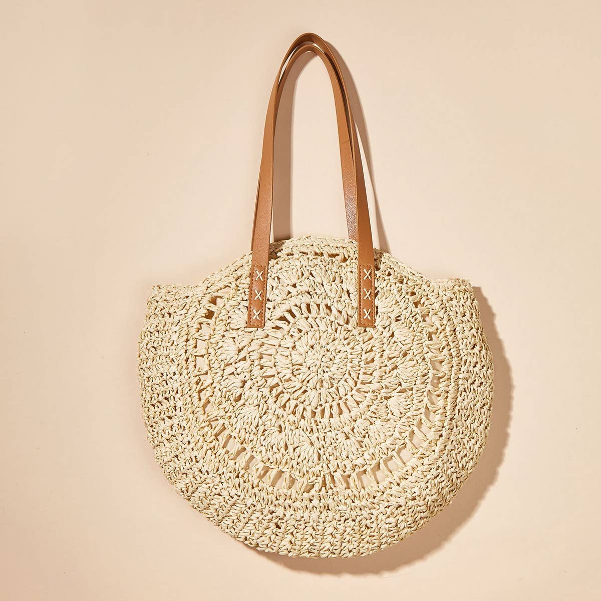 WOMEN HOLLOW FLOWER ROUND STRAW BAG_CWAB1980