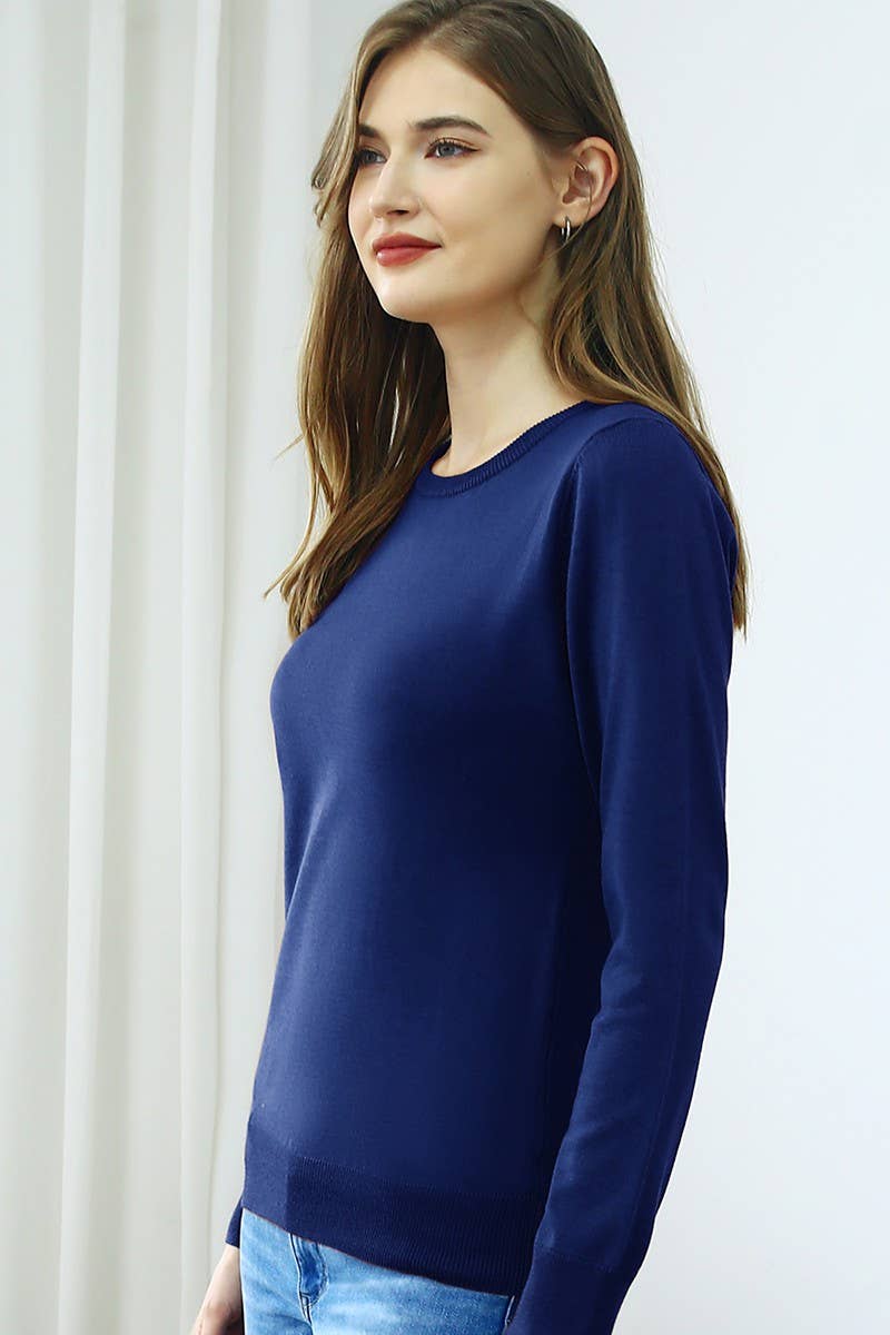 AWOSWL283-P_LONG SLEEVE CREW NECK PULLOVER SWEATER