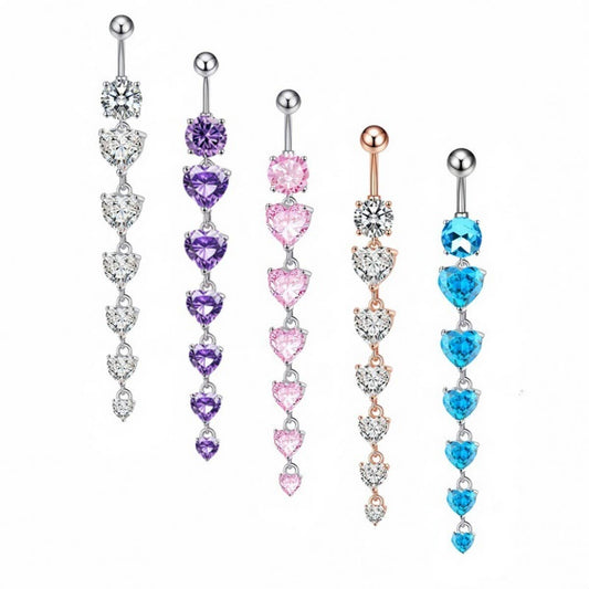 Hot Copper CZ Heart Bar Belly Ring Piercing
