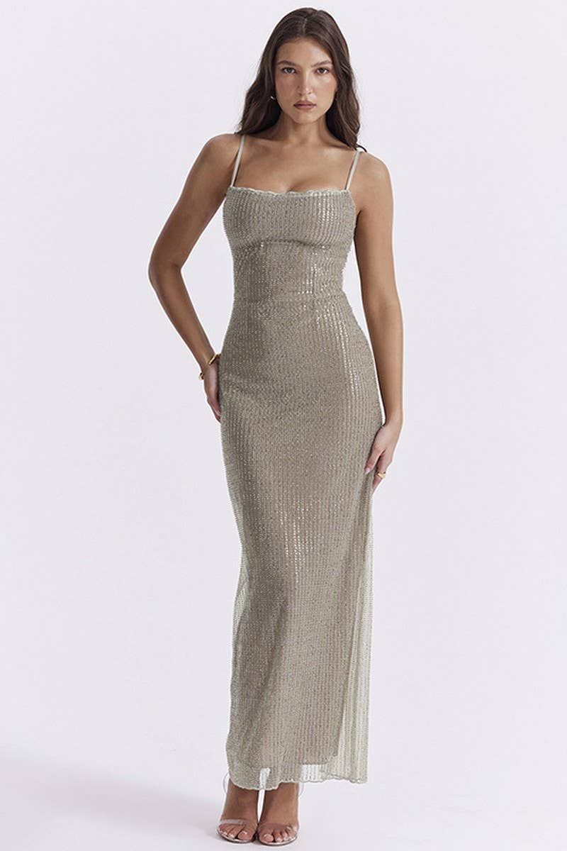 CWDMD4252_SEQUIN SPARKLING STRAP LONG GOWN PARTY DRESS