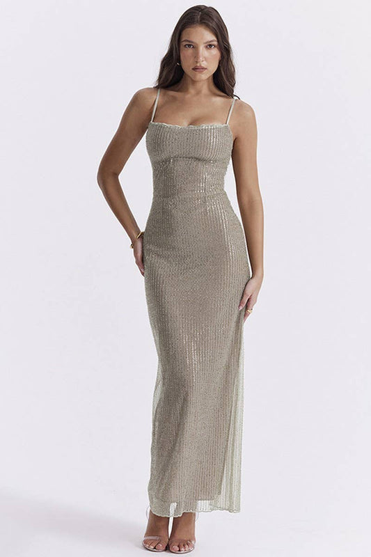 CWDMD4252_SEQUIN SPARKLING STRAP LONG GOWN PARTY DRESS