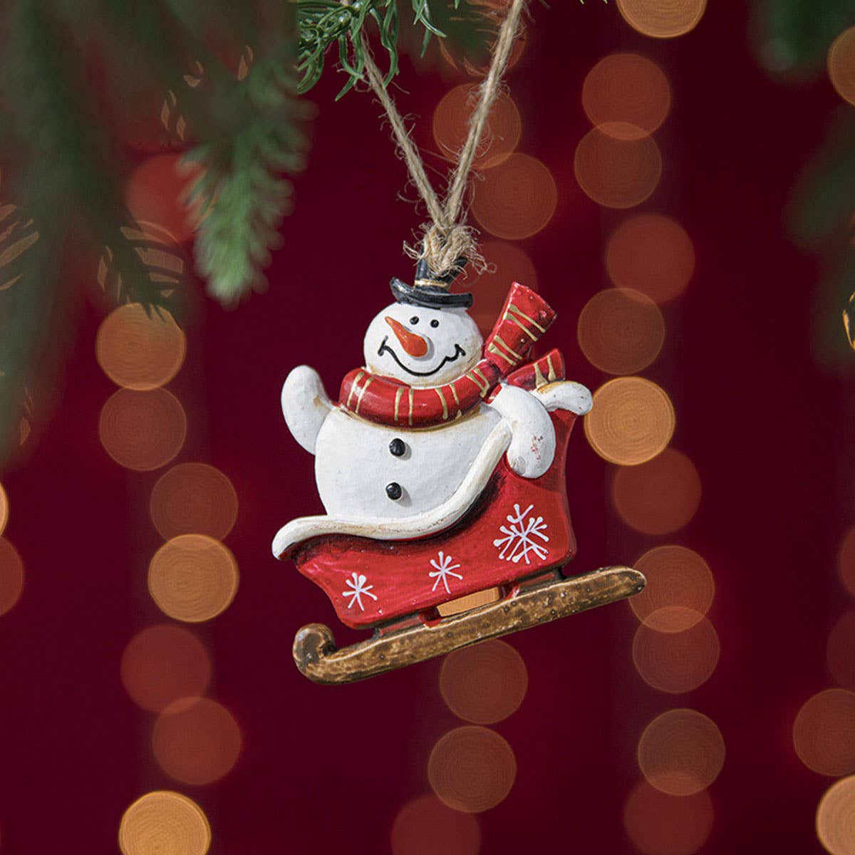Resin Sled Snowman Santa Tree Hanging Decoration_CWMM9744