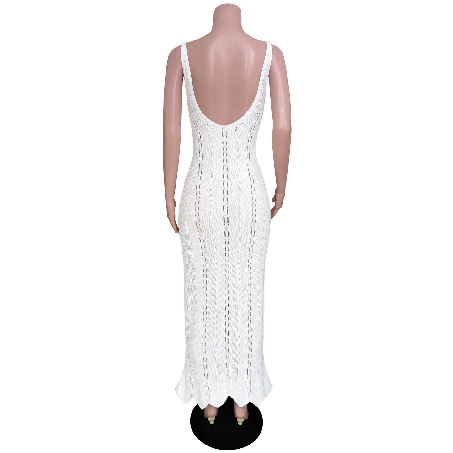 BARE BACKPACK HIP KNITTED BEACH SKIRT SMOCK DRESS