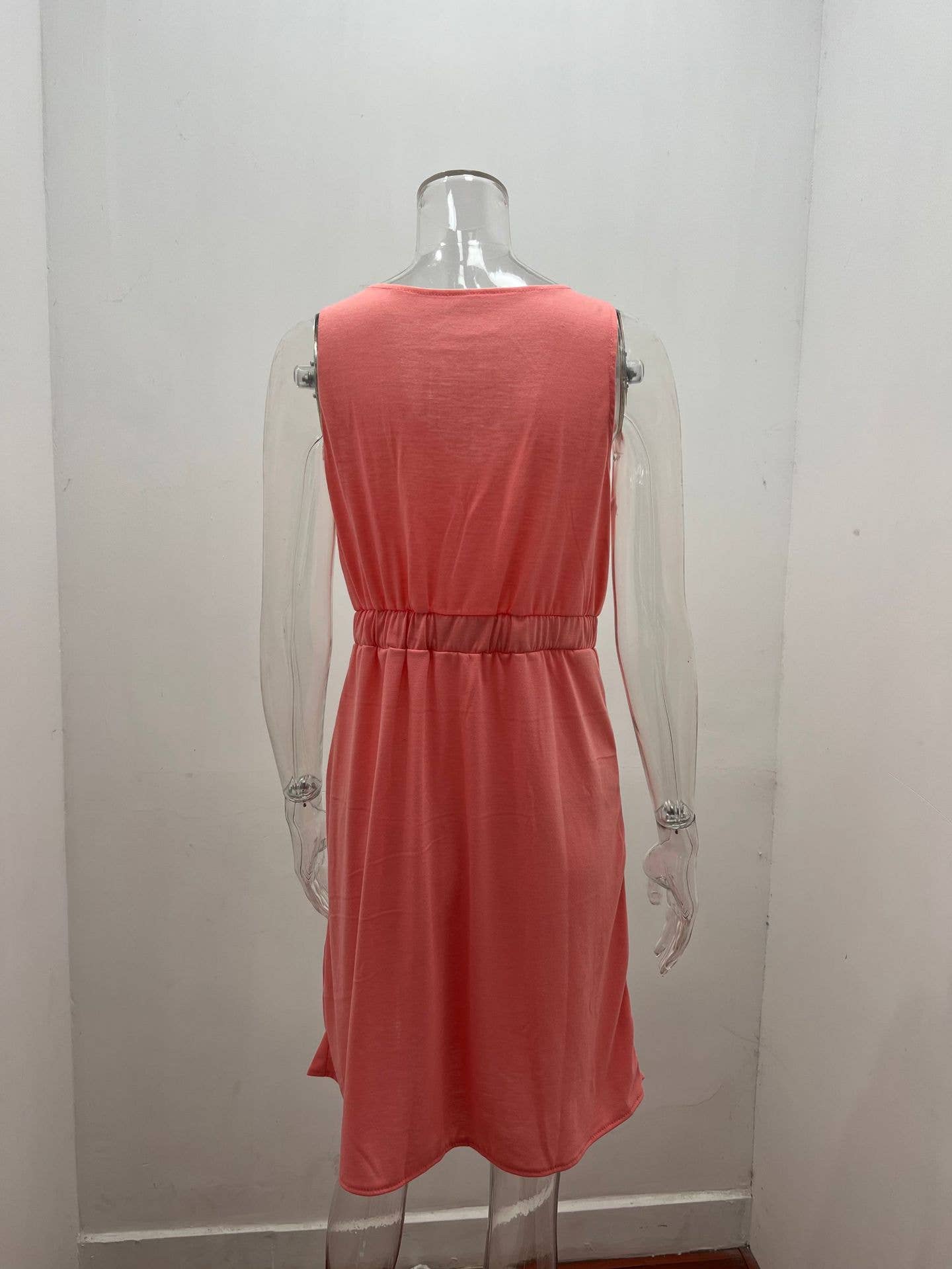 Off-the-shoulder cinched-waist sleeveless dress