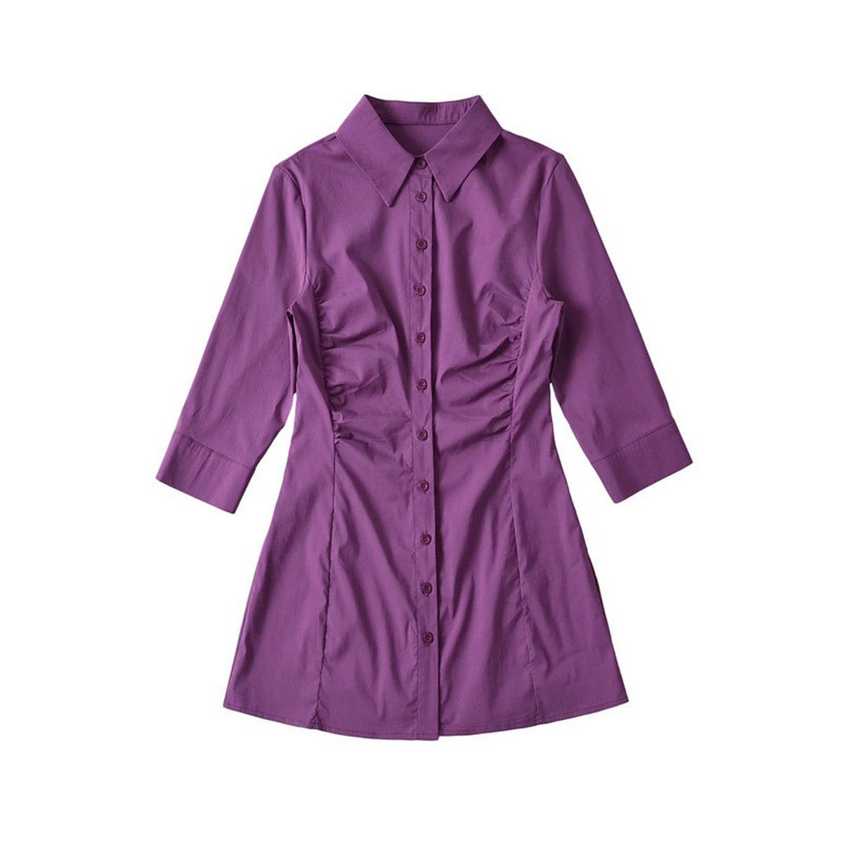 One-breasted shirt dress with POLO neck and waist