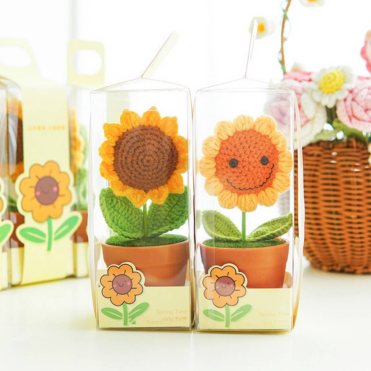 CWMM9268_KNITTED SUNFLOWER POTTED DESKTOP ORNAMENT