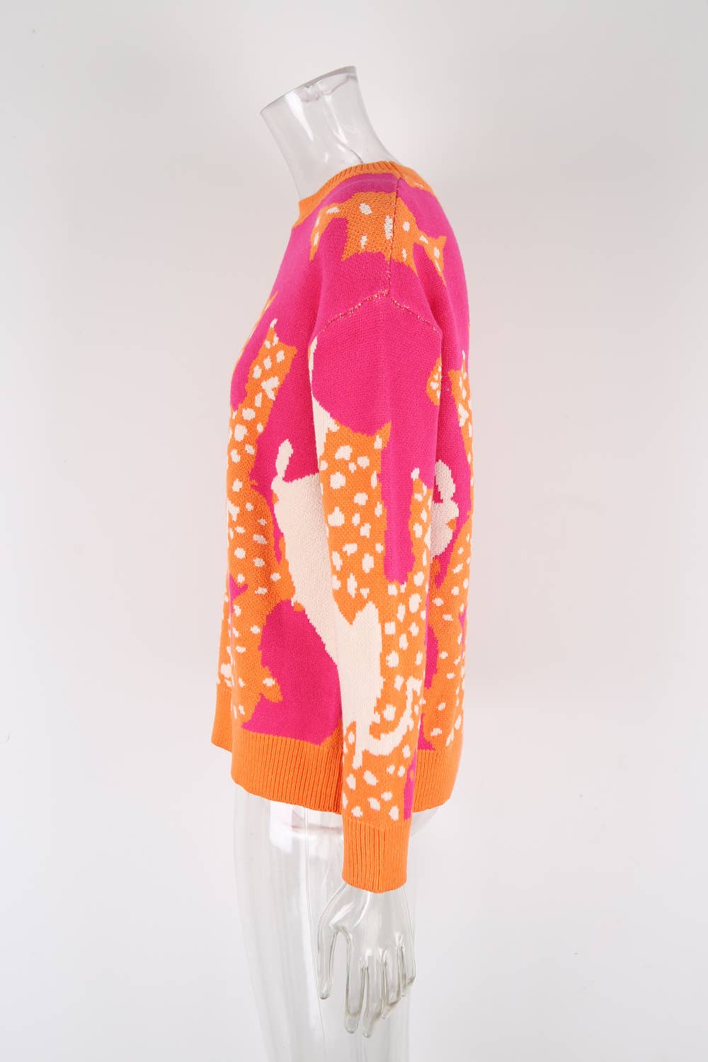 Round neck,colorful long-sleeved sweater