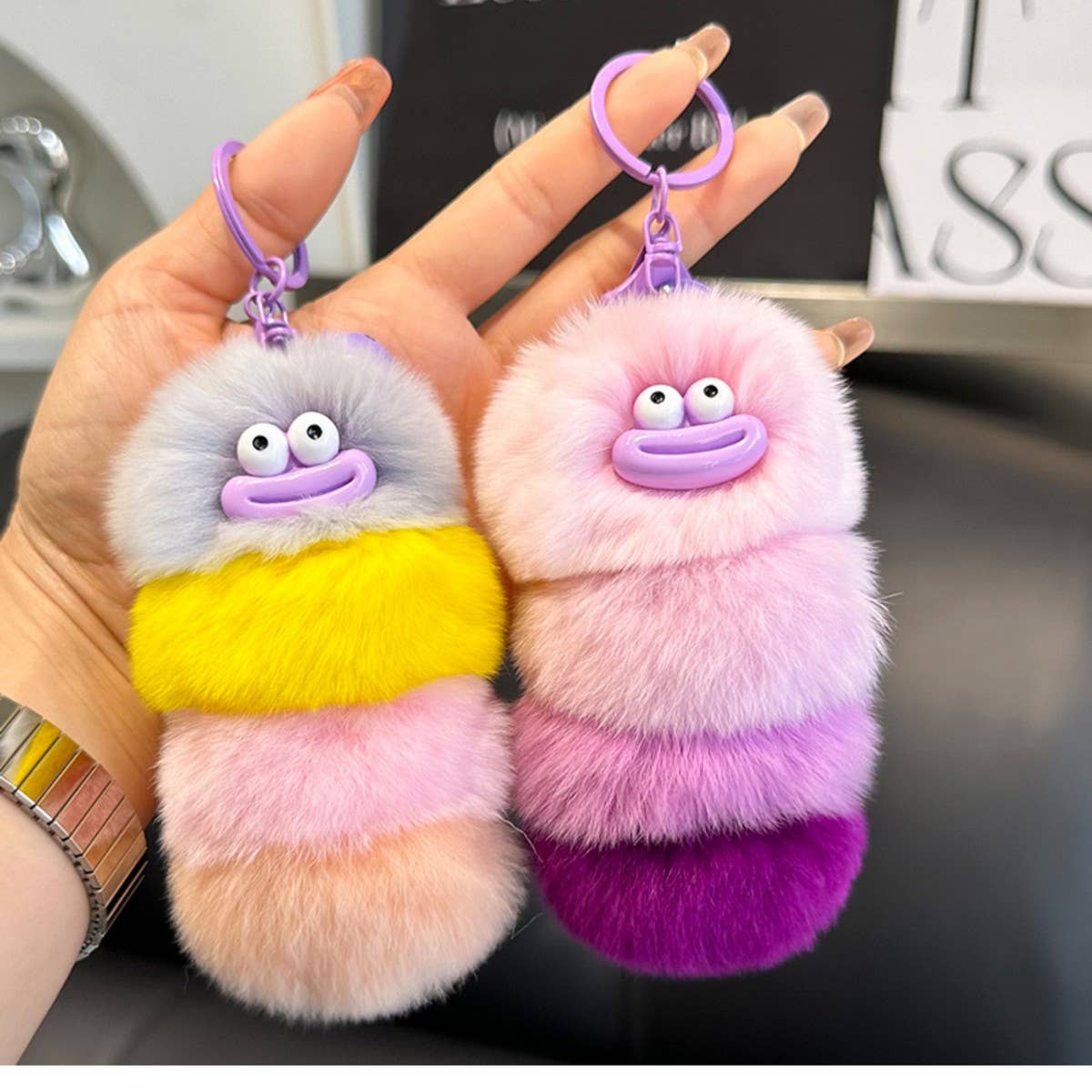 UGLY AND CUTE CATERPILLAR BAG PENDANT CAR KEYCHAIN