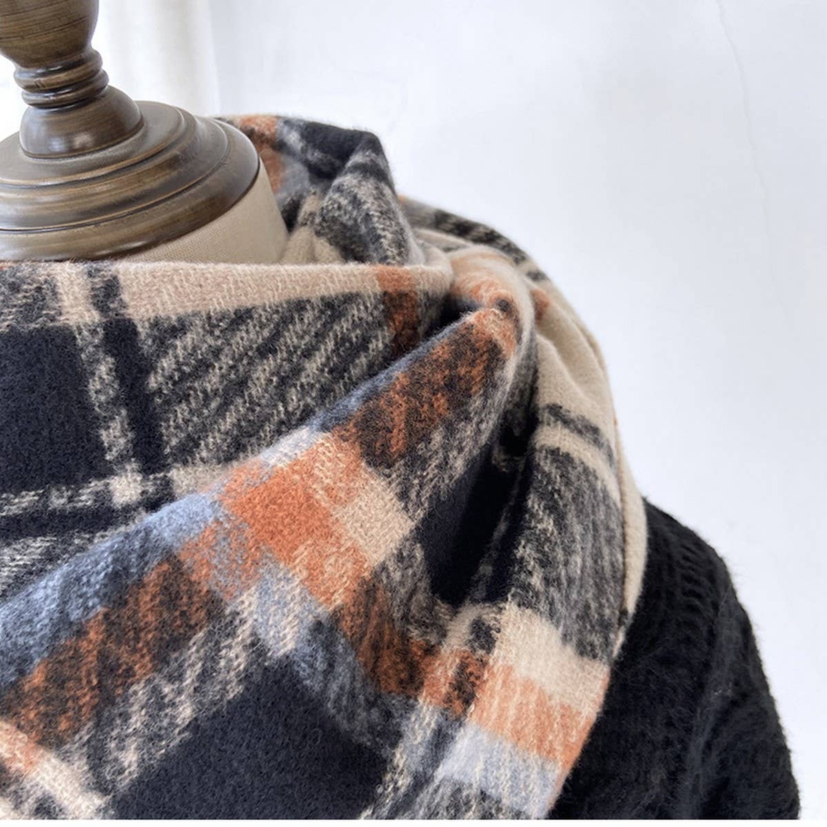 Plaid Thick Scarf ??Winter Warm Shawl with Tassels_CWASC1462