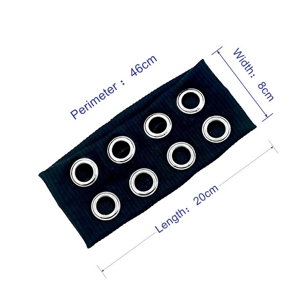 Wide Punk Fabric Headband with Metal Eyelets