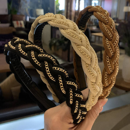 CHAIN DECOR BRAIDEDDESIGN HEADBAND_CWAHA0205