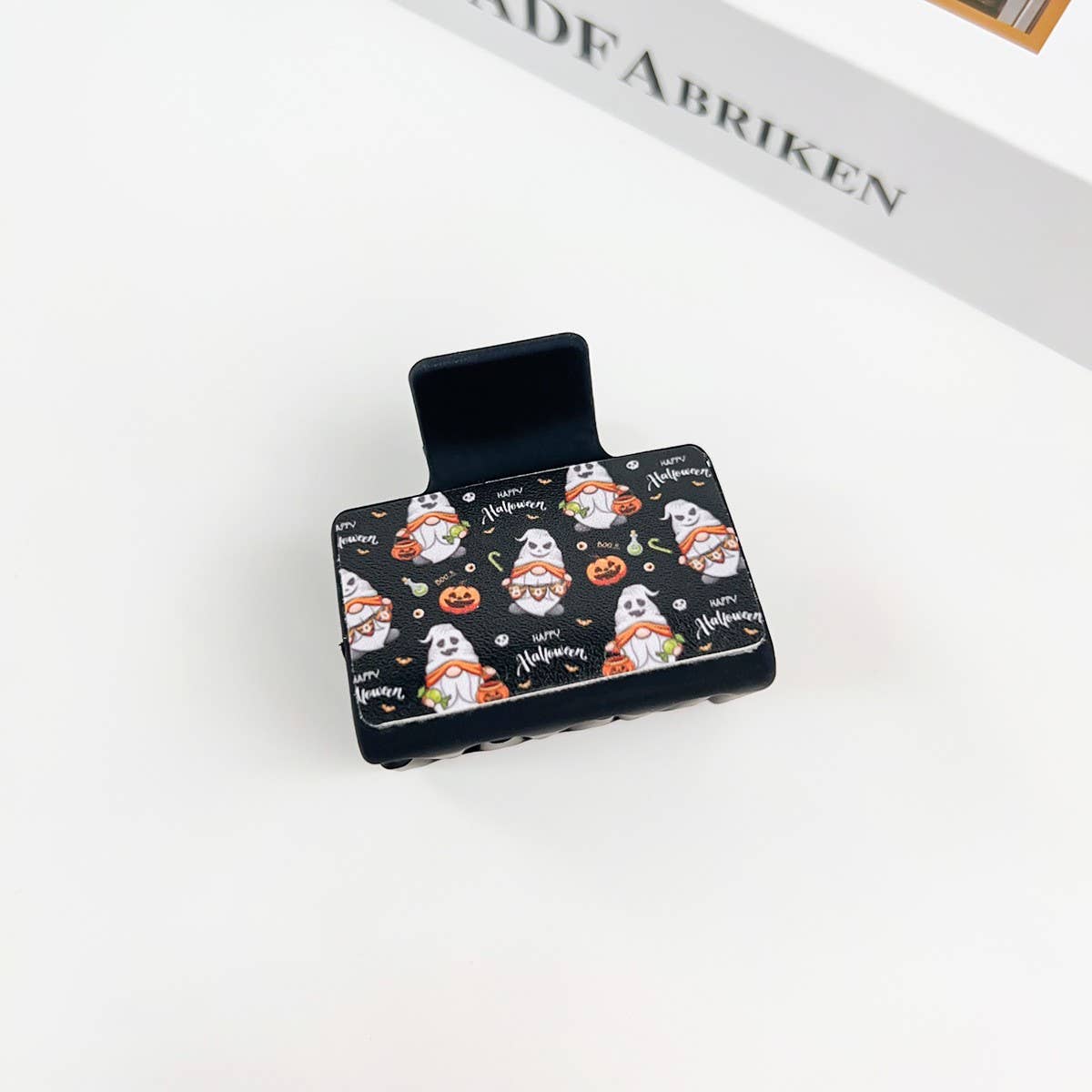 Gothic Halloween Claw Clip, Pumpkin & Ghost Design_CWAHA1443