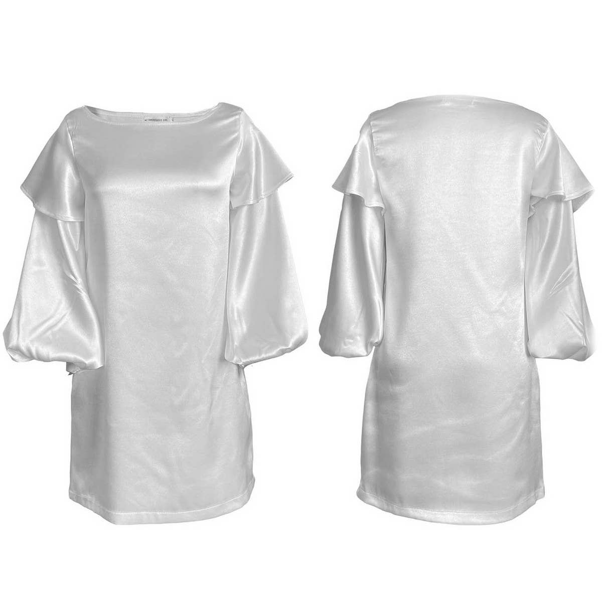 PLUS SIZE FASHION WOMEN'S LOOSE PUFF SLEEVE DRESS_CWDSD6167