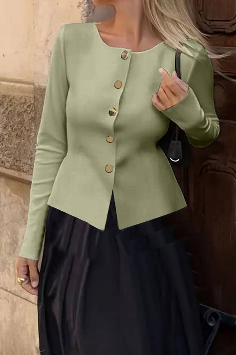 CWOCAL00755_LONG-SLEEVED BUTTON-DOWN KNIT TOP