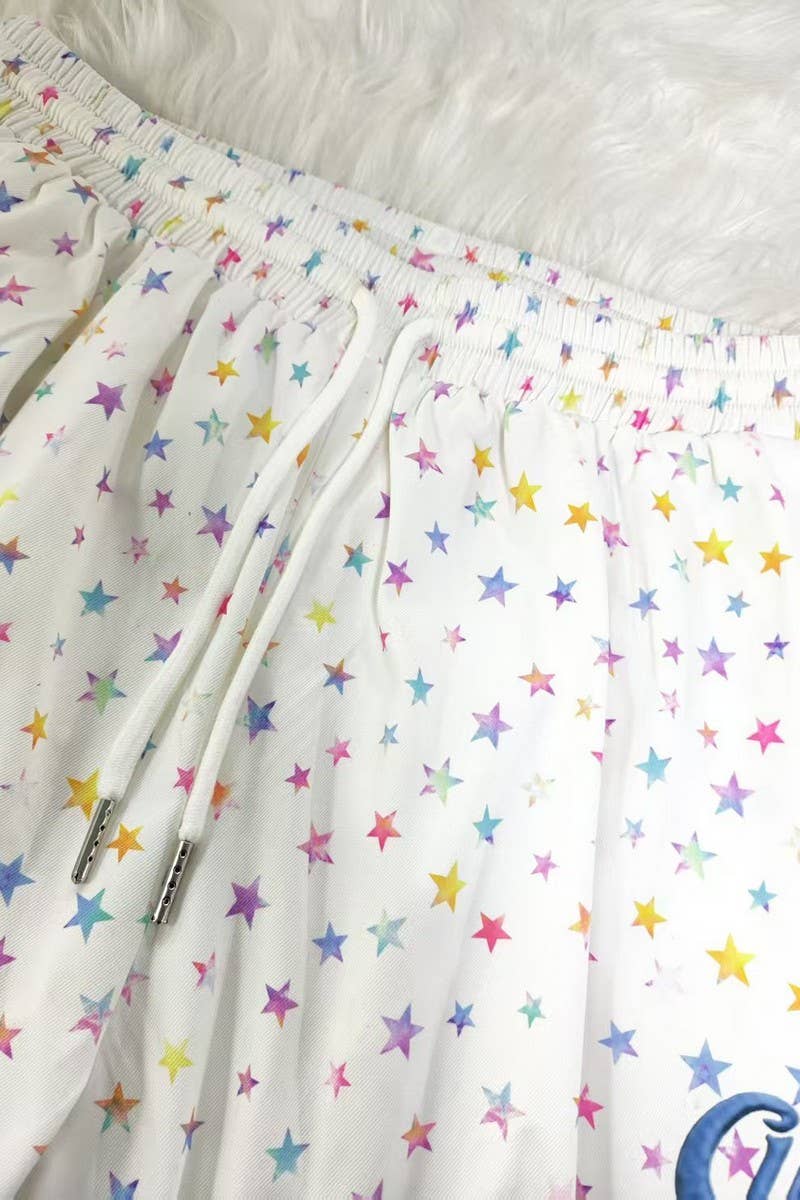 CWBLP2082_STAR PRINT LOOSE STRAIGHT LEG JOGGER PANTS