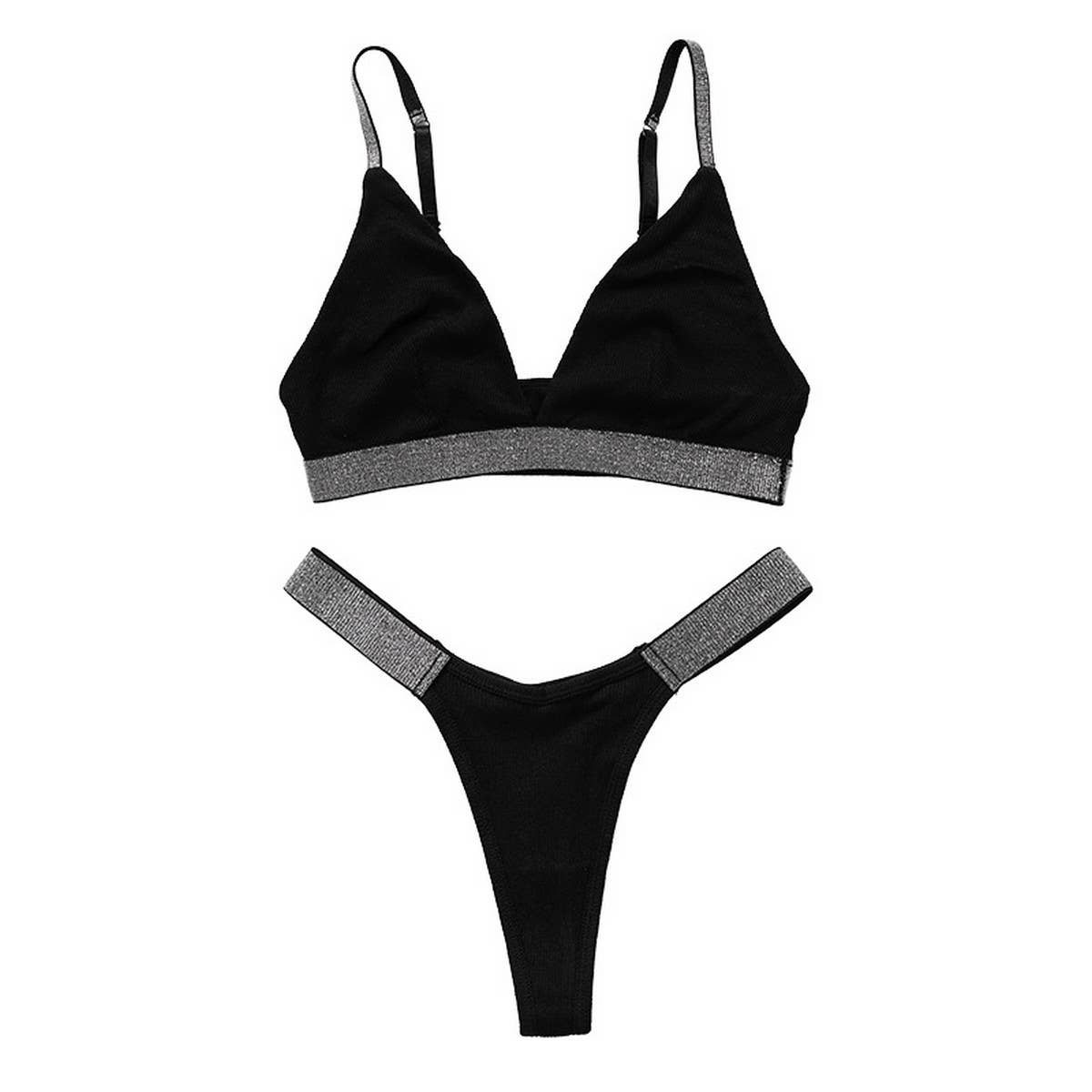 WOMEN PLUS SIZE THONG GATHERED BRA SET