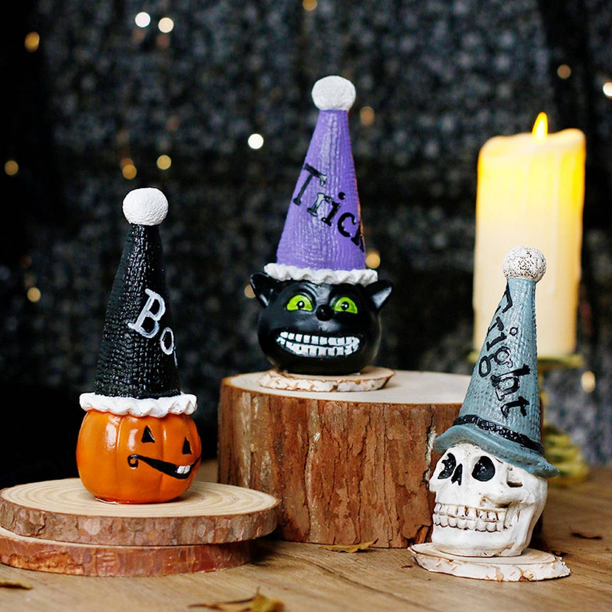 INS Style Skull Bat Pumpkin Resin Figurine_CWMM9907