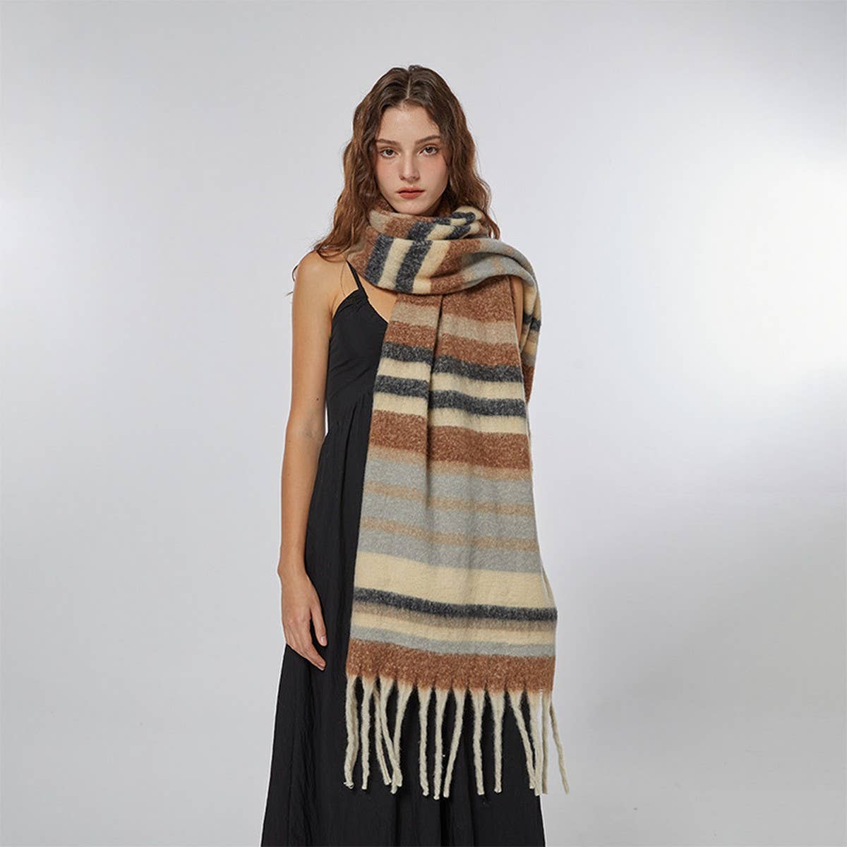 Stripe Scarf ??Cozy Faux Cashmere Winter Wrap_CWASC2359