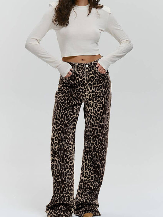 CWBLP1554_FASHION PERSONALITY LEOPARD PRINT WIDE LEG PANTS