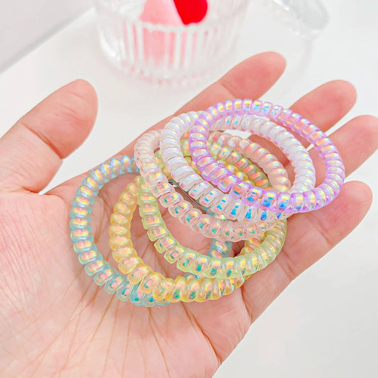 SYMPHONY CREAM TELEPHONE WIRE HAIR TIES 5-PACK_CWAHA1095