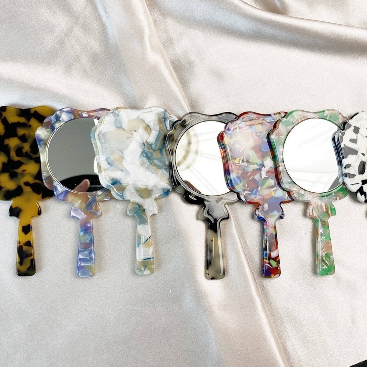 Geometric Acetate Handheld Makeup Mirror, Compact