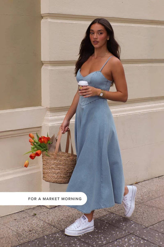 CWDMD5654_SLEEVELESS DENIM LOOK SLIM FIT CAMI DRESS