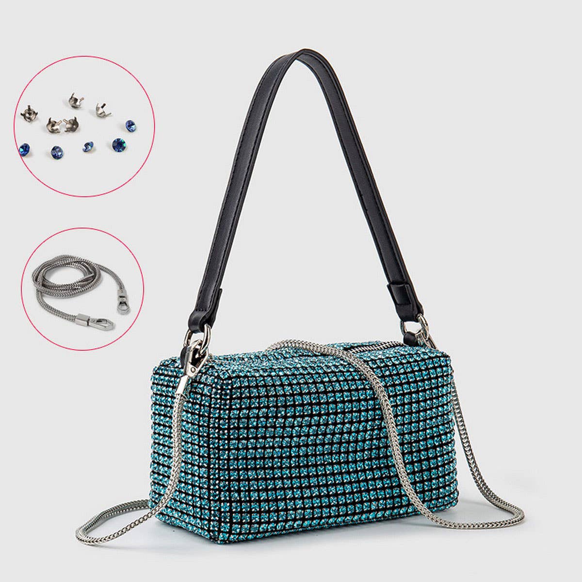 FASHION SMALL SQUARE RHINESTONE EVENING BAG_CWAB3581