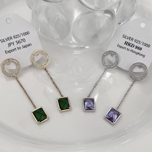 LIGHT LUXURY GEOMETRIC RING SQUARE STUD EARRINGS