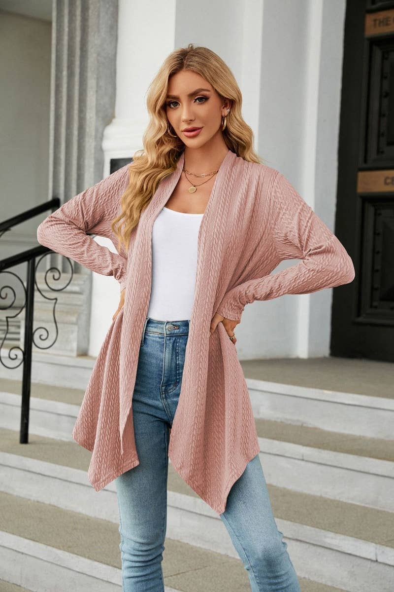 CWOCAL2125_LONG SLEEVE KNIT CARDIGAN WITHOUT BUTTON SHORT