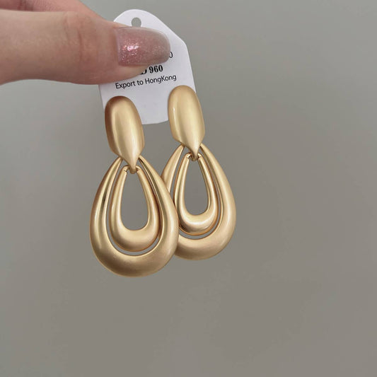 DOUBLE RING WATER DROP EARRINGS