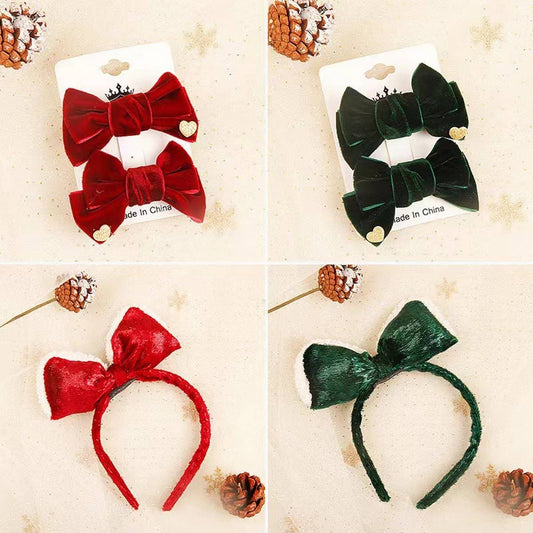 BOW CUTE PLUSH CHRISTMAS HEADBAND HAIRPIN_CWAHA3409