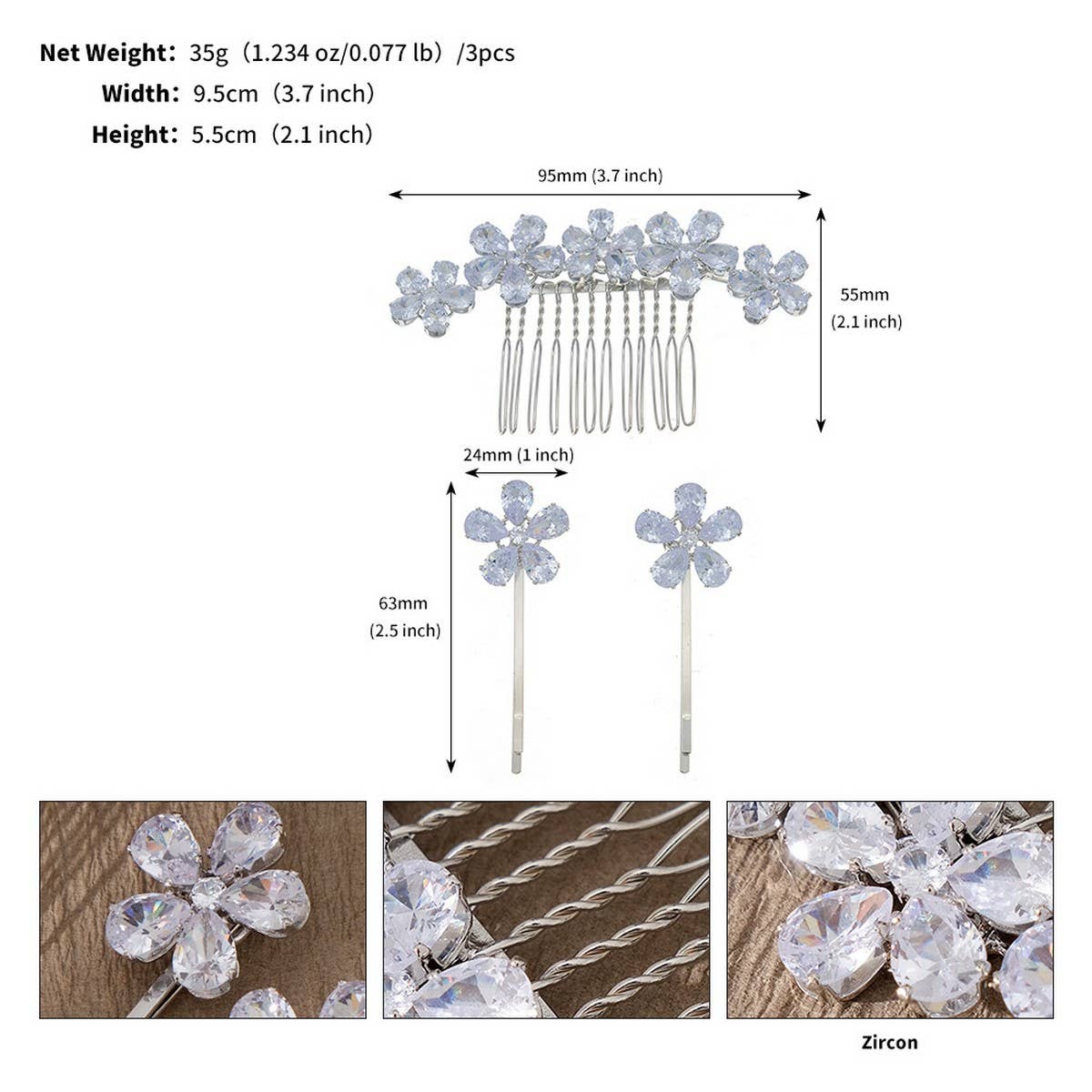 SIMPLE AND VERSATILE FLOWER BRIDAL COMB SET