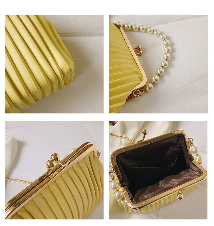 Pearl shell bag diagonally across the body