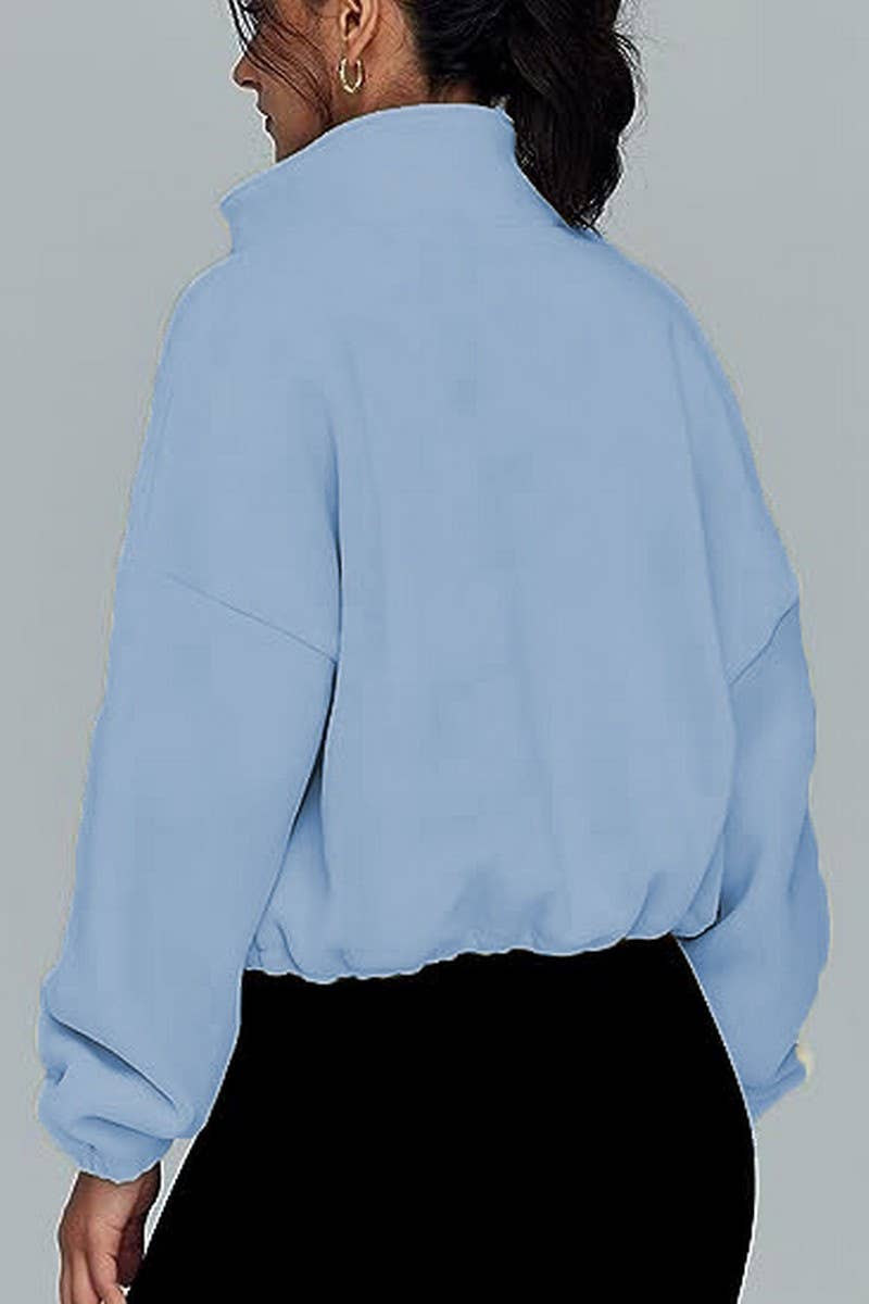 CWOCO00163_ZIPPER STAND COLLAR SPORTS SWEATSHIRT COAT