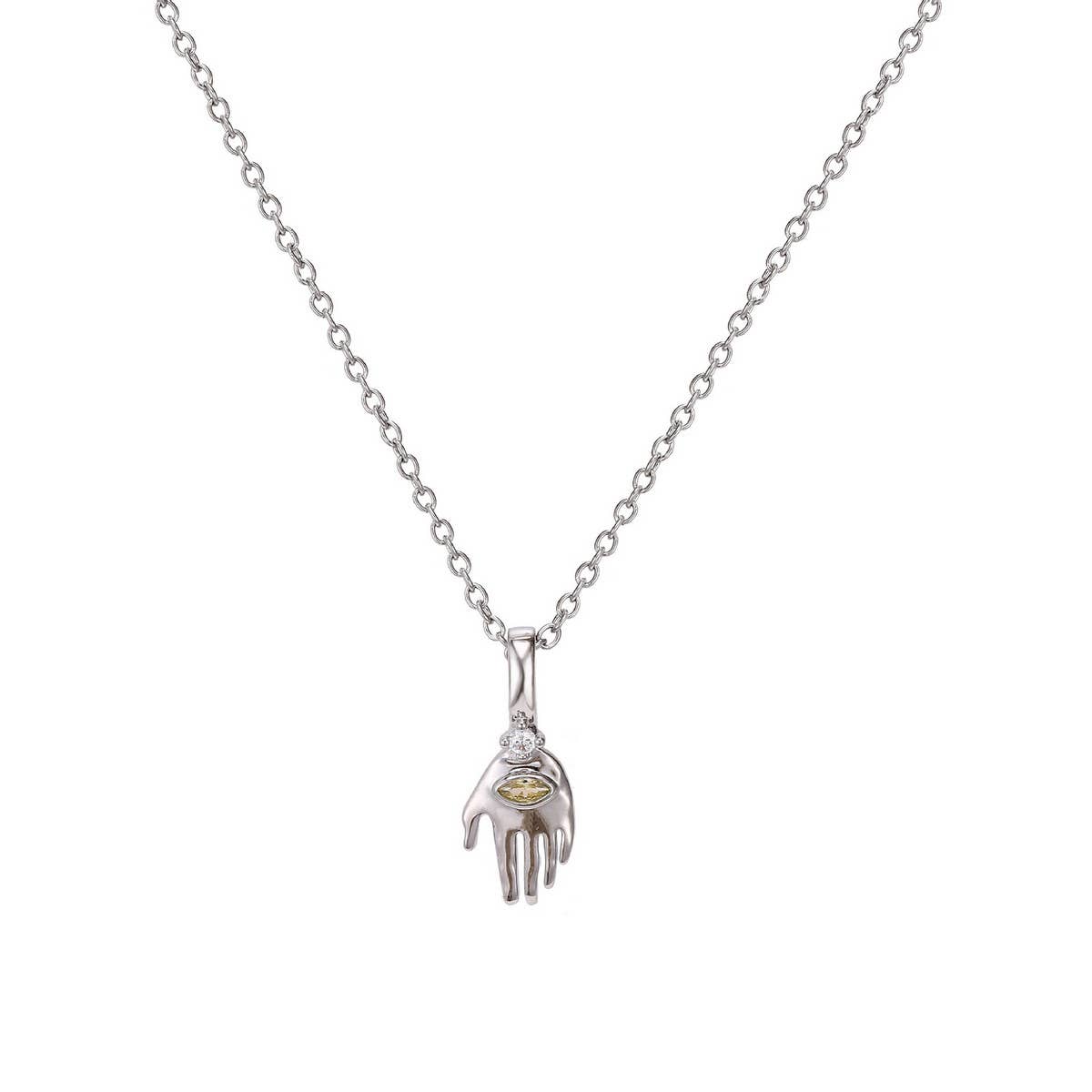 Fashion evil eye pendant palm eye zircon necklace_CWMM5548