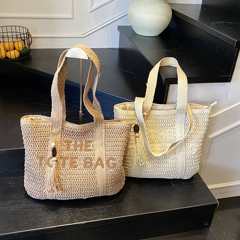 Fashionable tassel personalized casual woven bag