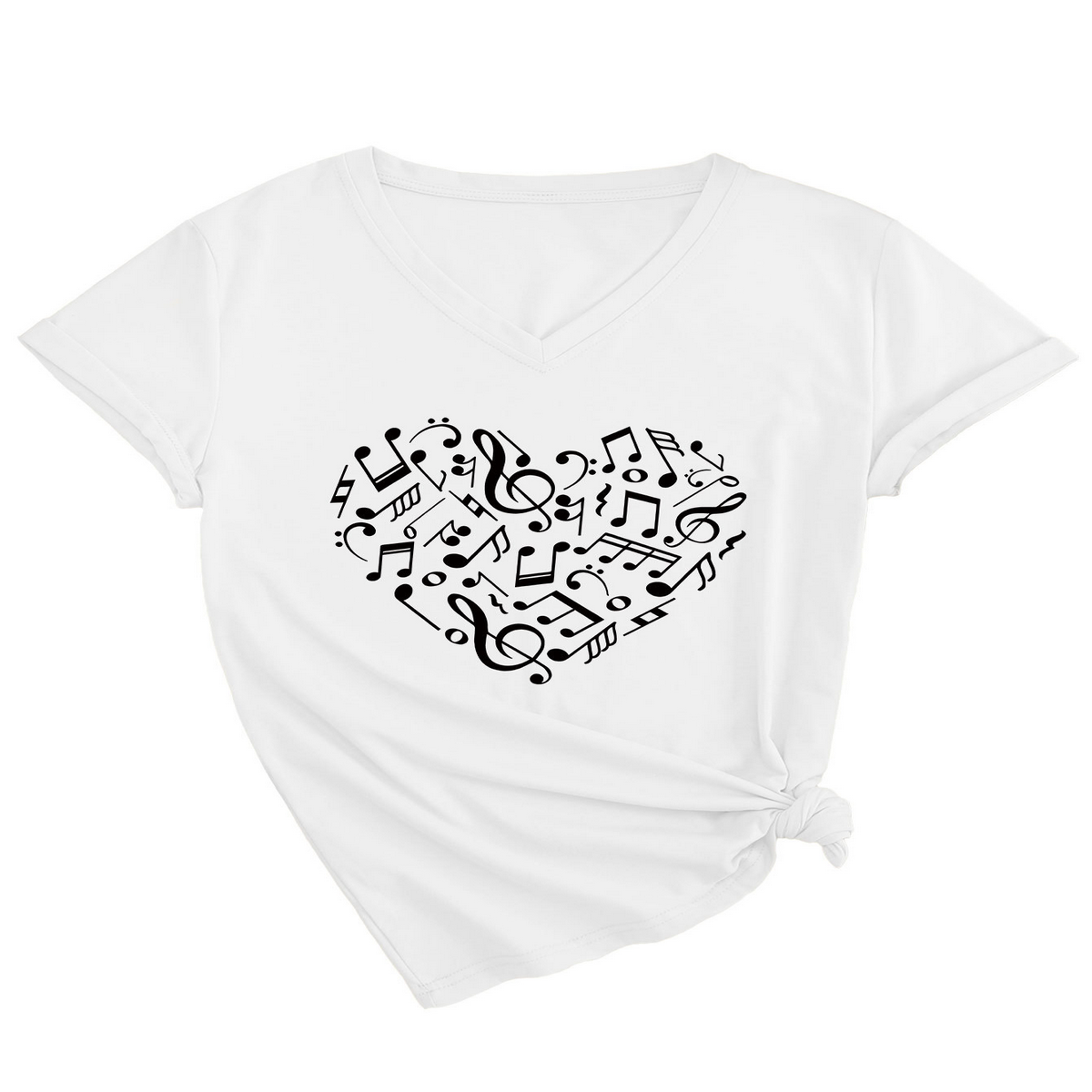 Heart and Music V-Neck T-Shirt ? Relaxed Fit
