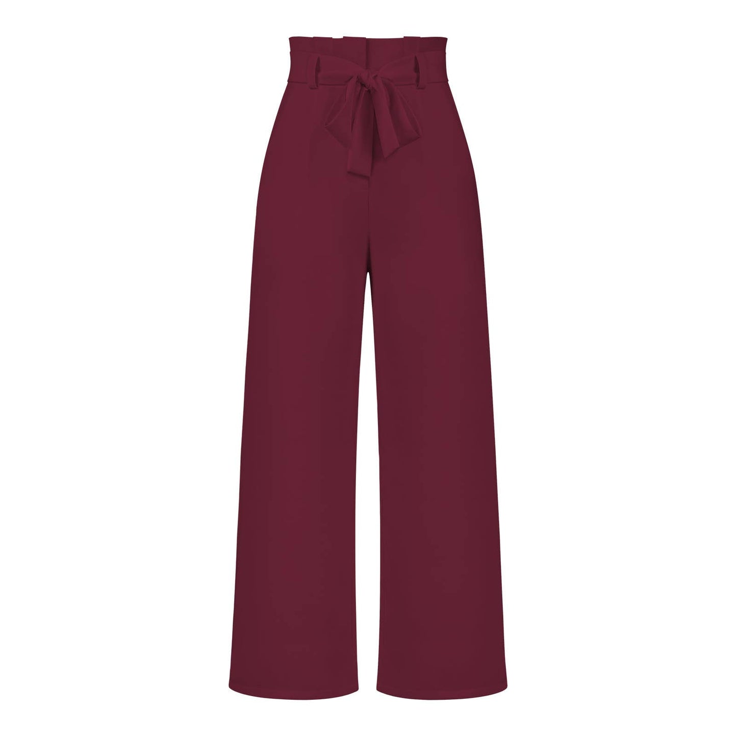 WOMEN TIED WAIST WIDE LEG OFFICE WORK PANTS