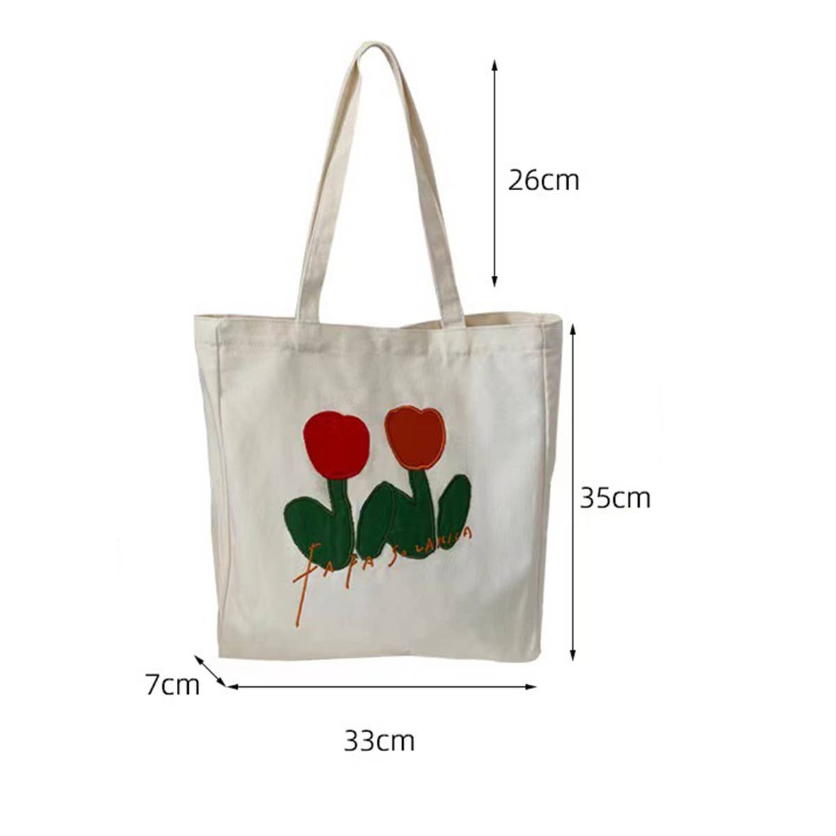 CWAB5817_EMBROIDERED TULIP CASUAL CANVAS SHOULDER BAG