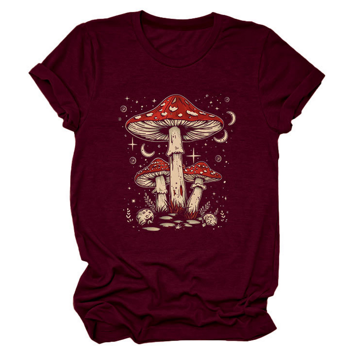 Playful Red Mushroom Print Women's Base Tee_CWTTS1510