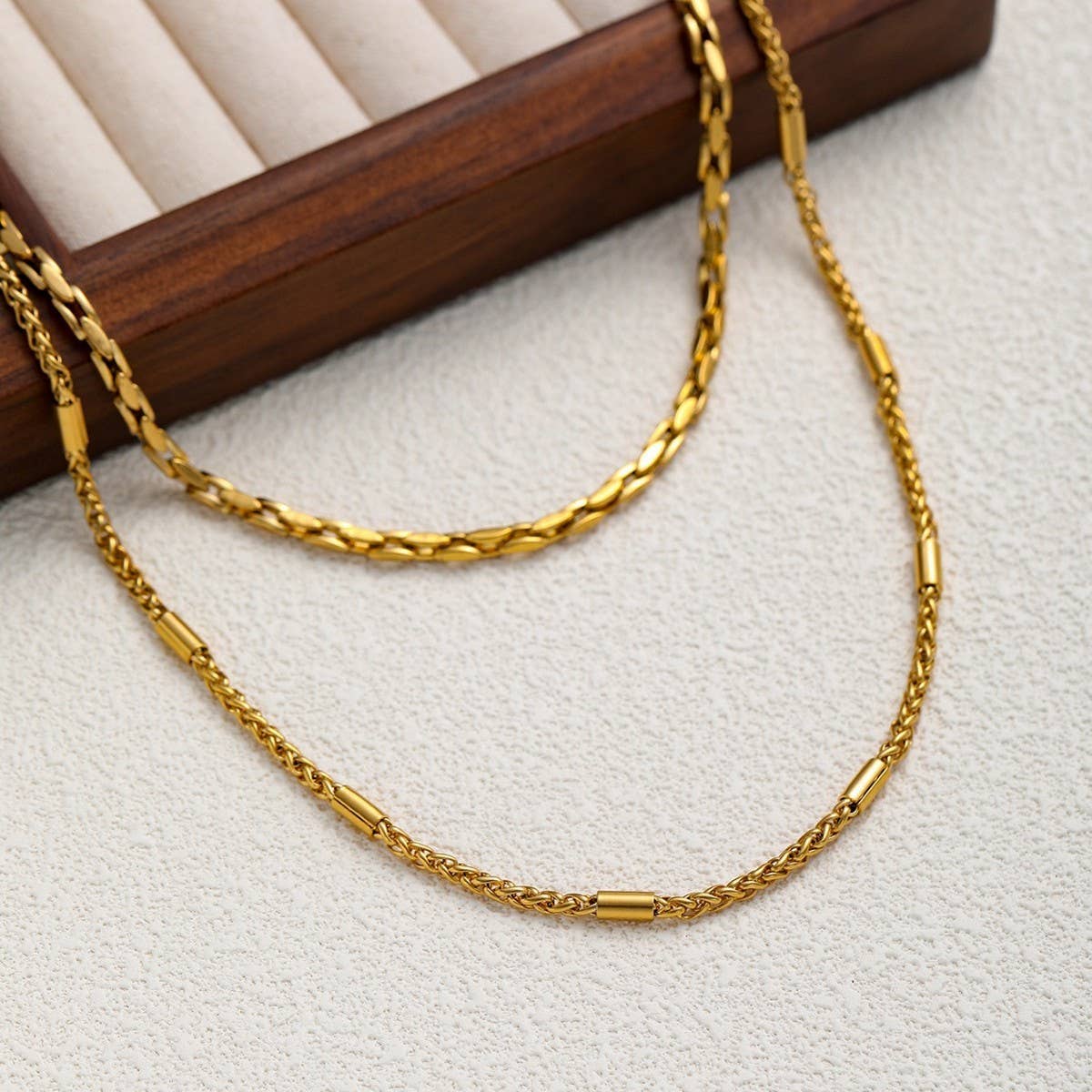 HIP HOP TUBE CHAIN DOUBLE LAYER LONG NECKLACE