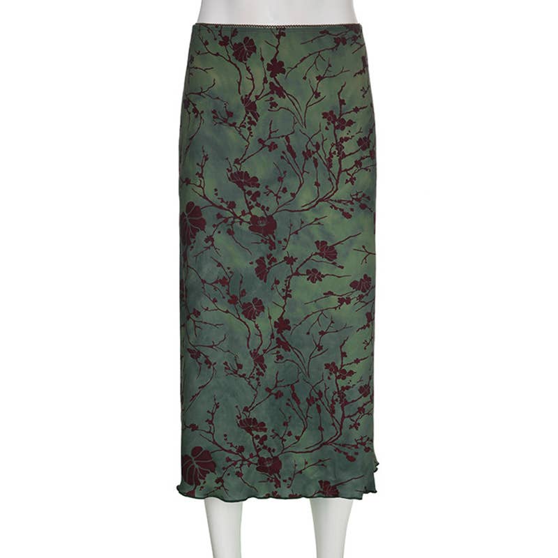 Fit Ink Print High Waist Slimming A-Line Skirt