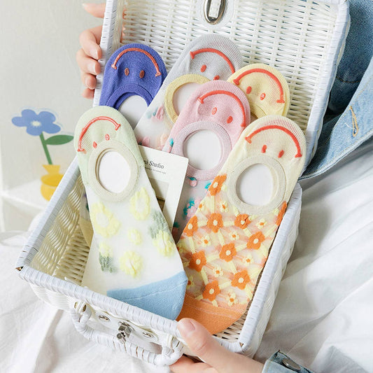 WOMEN FLORAL THIN BREATHABLE SHALLOW SOCKS