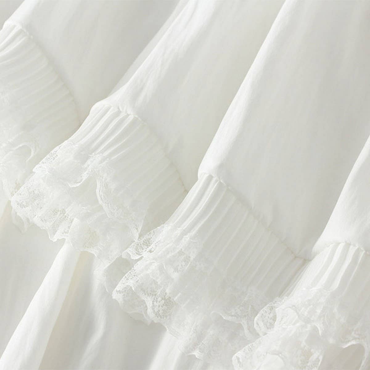 Lace Patchwork Ruffle Hem High-Waist Maxi Skirt