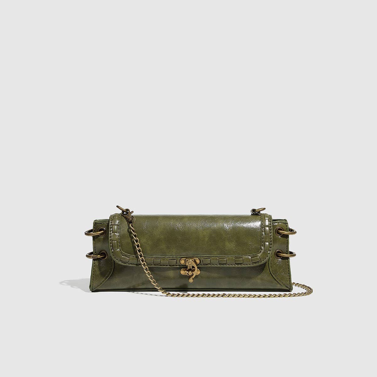 Bronze Lock Chain Shoulder & Clutch Bag_CWAB5710