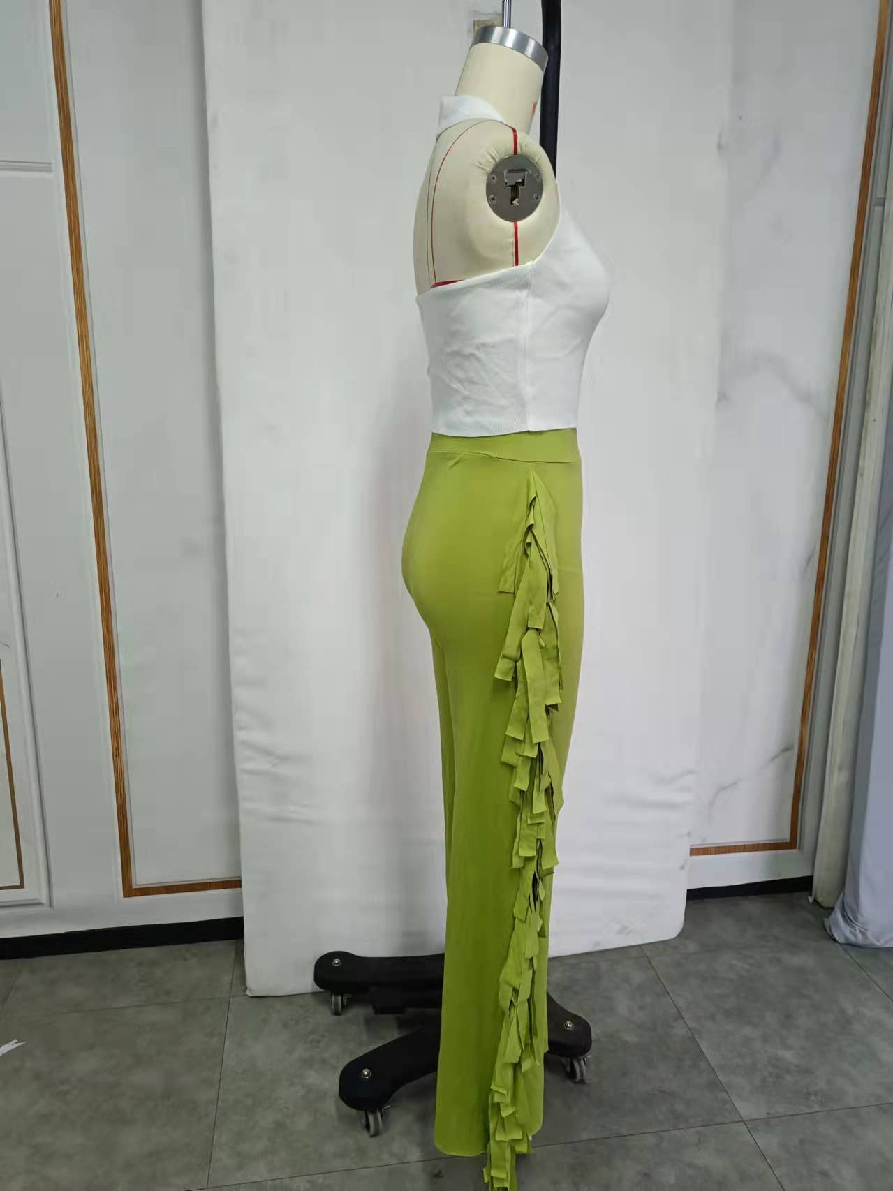 High Waist Fringe Wide Leg Pants