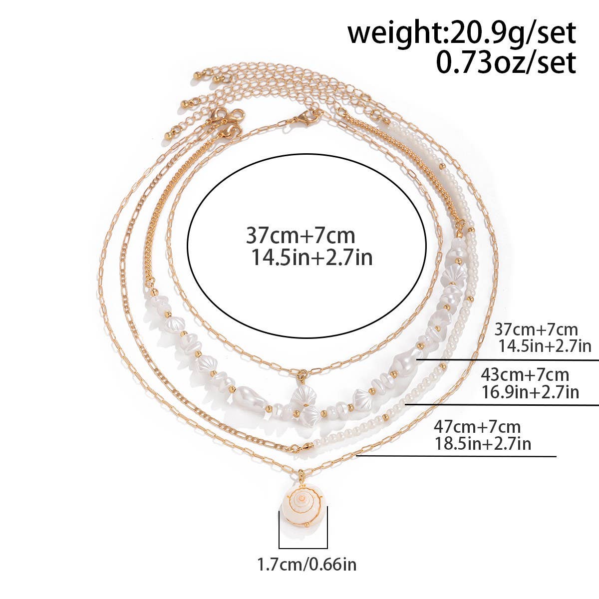 OCEAN STYLE CONCH SHELL MULTILAYER NECKLACE_CWAJE1803