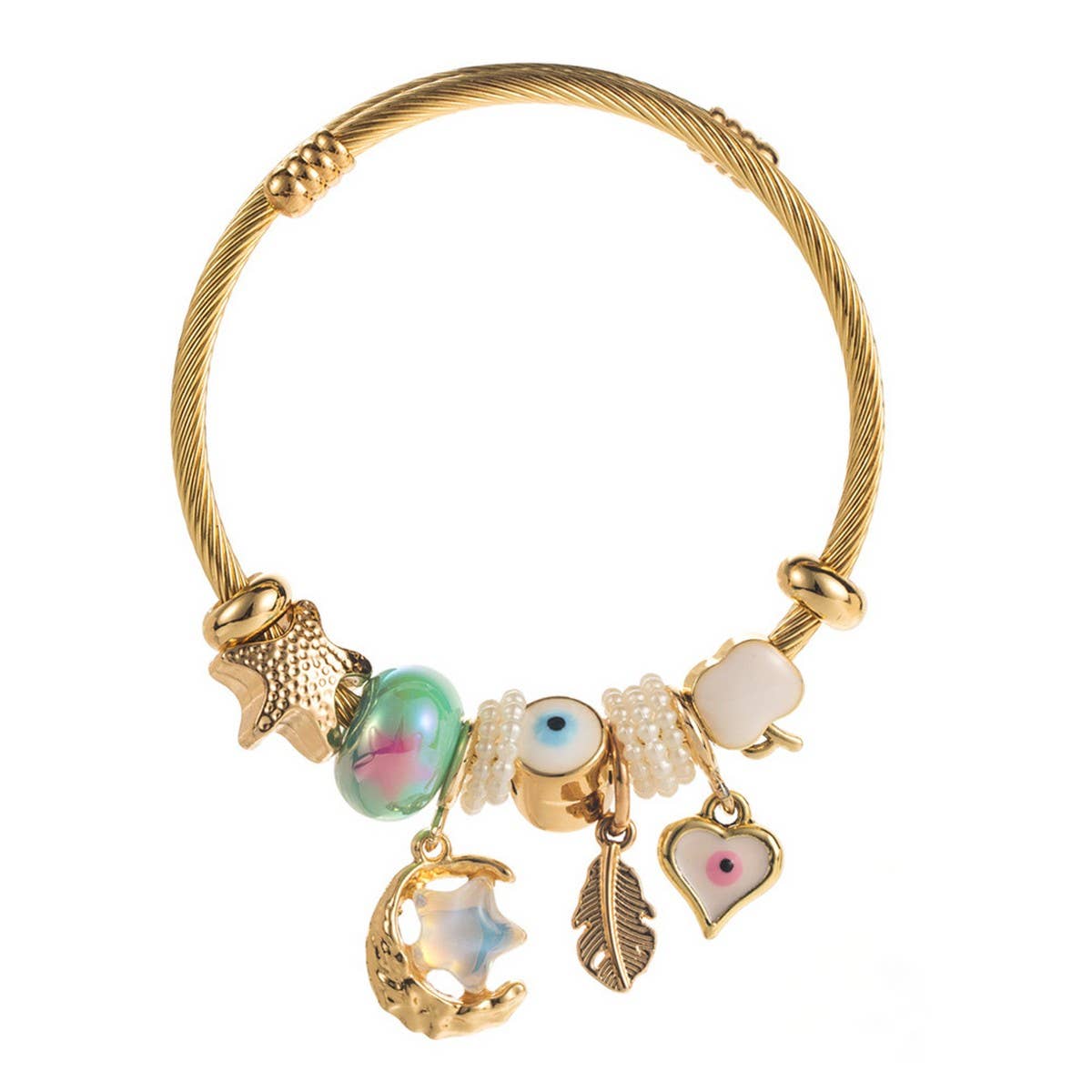 DIY Stylish Stainless Steel Star & Moon Bracelet