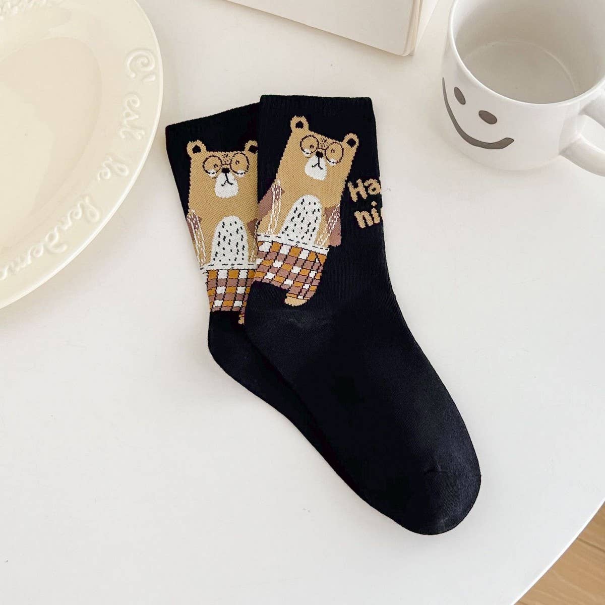 NEW CUTE CARTOON BEAR BONELESS SOCKS FOR WOMEN