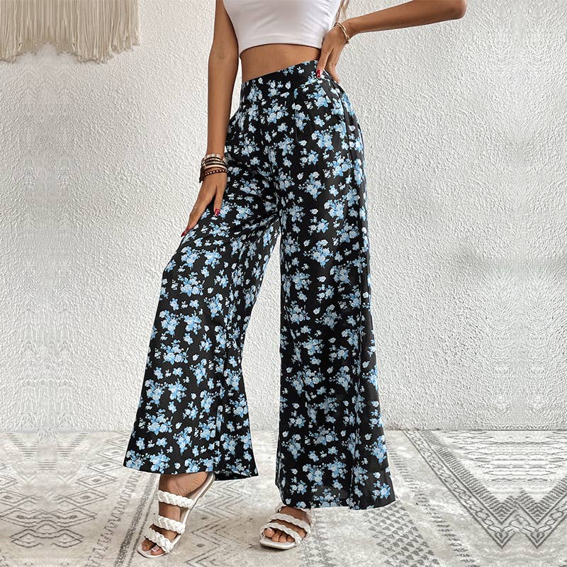 Printed loudspeaker pendant wide-leg pants